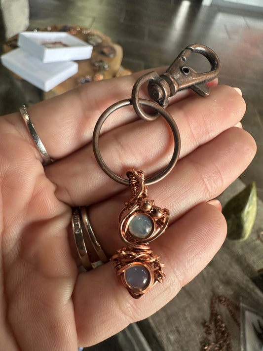 blue chalcedony key chain