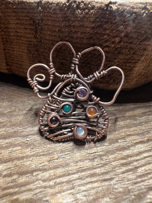 Paw print copper pendant
