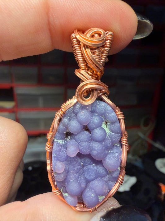 Grape agate copper pendant