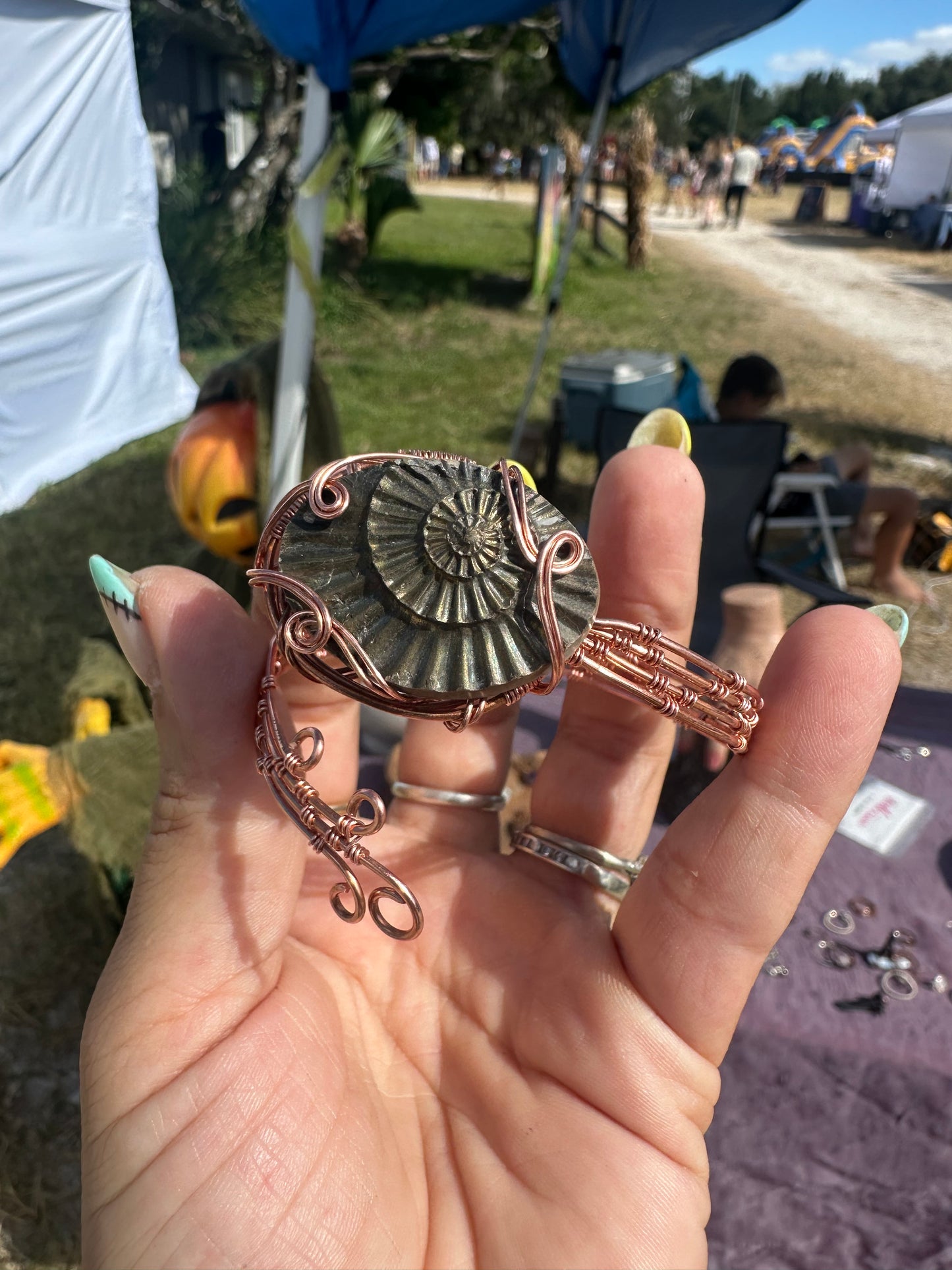 Ammonite open cuff bracelet