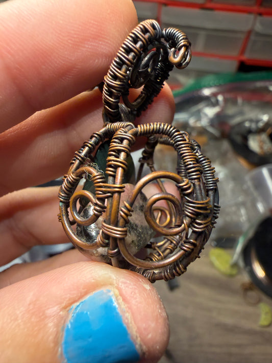 Gypsy style locket copper pendant