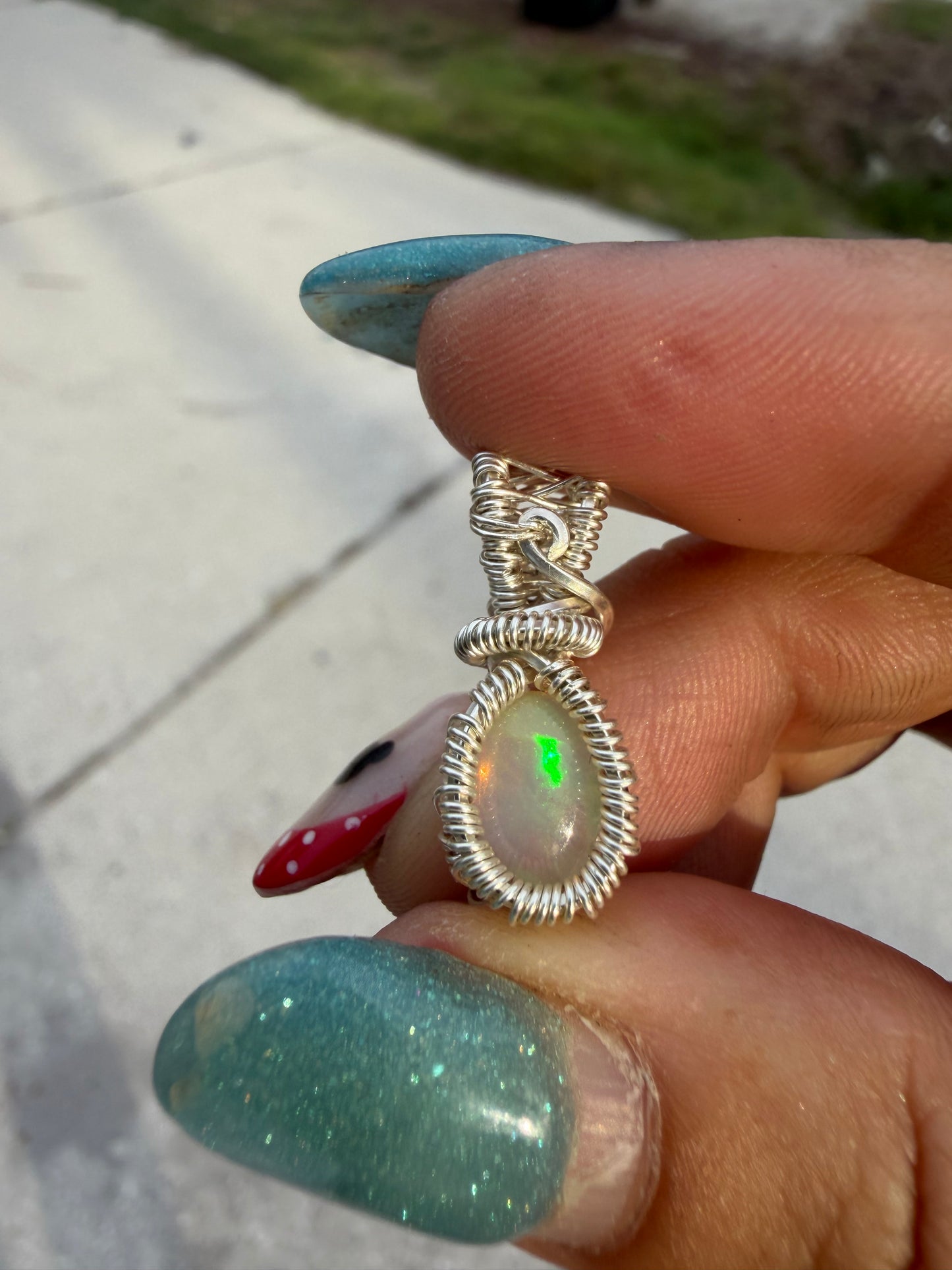 Mini opal sterling pendant