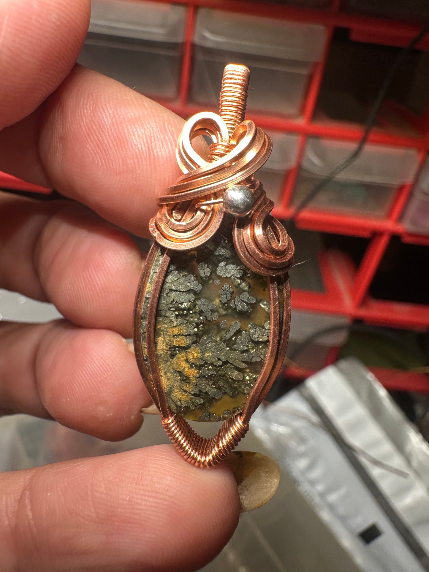 marcasite copper pendant