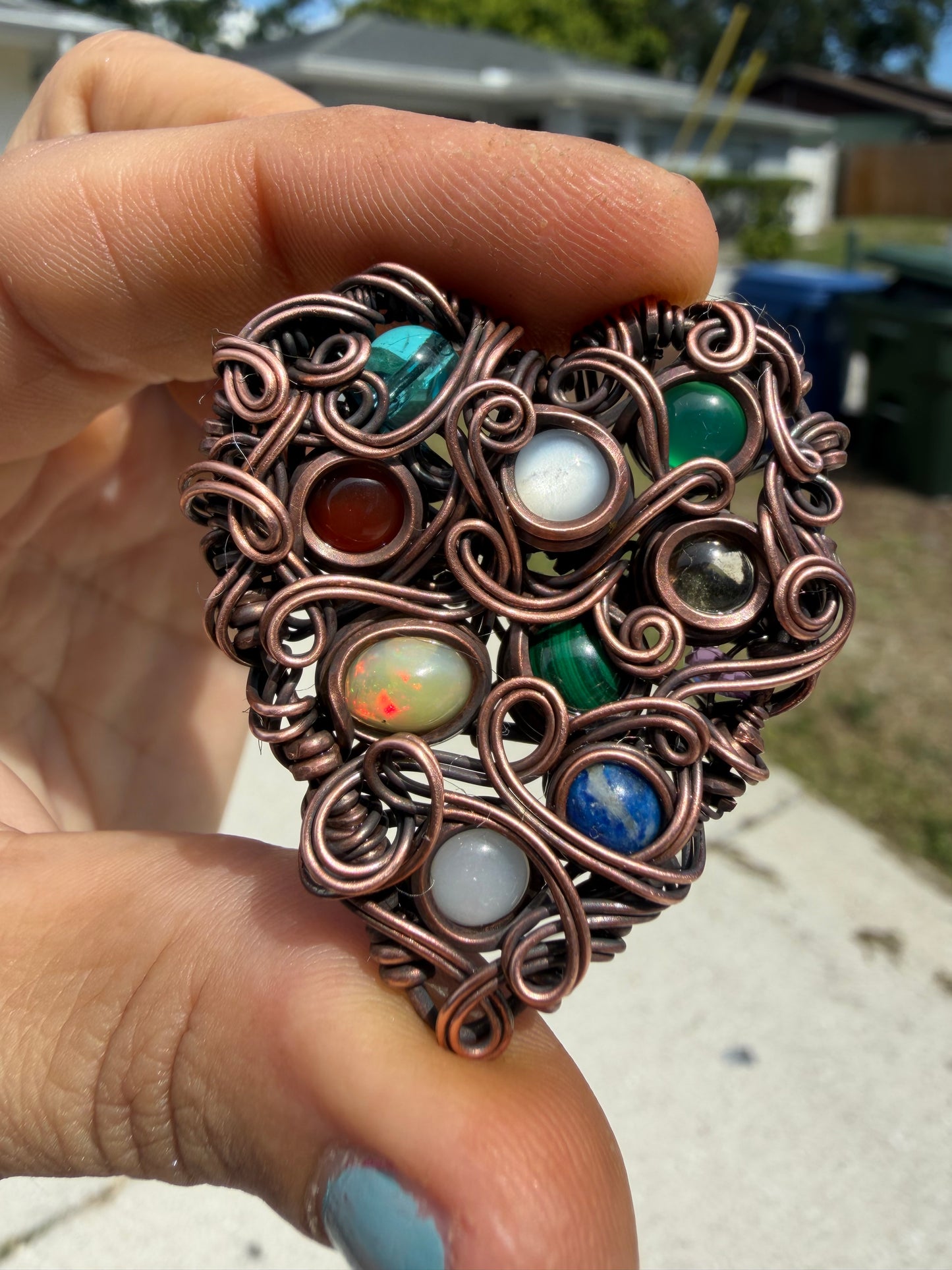 Chaos heart copper pendant