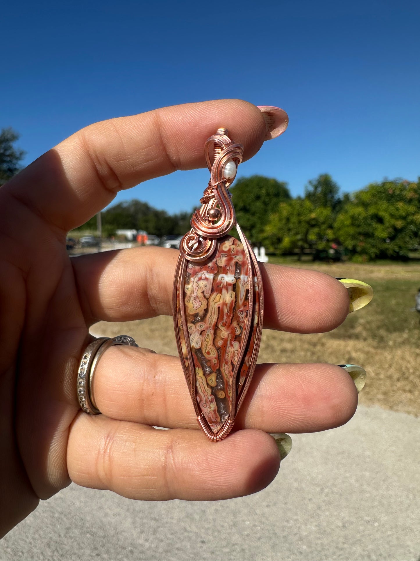 Drusy agate copper pendant