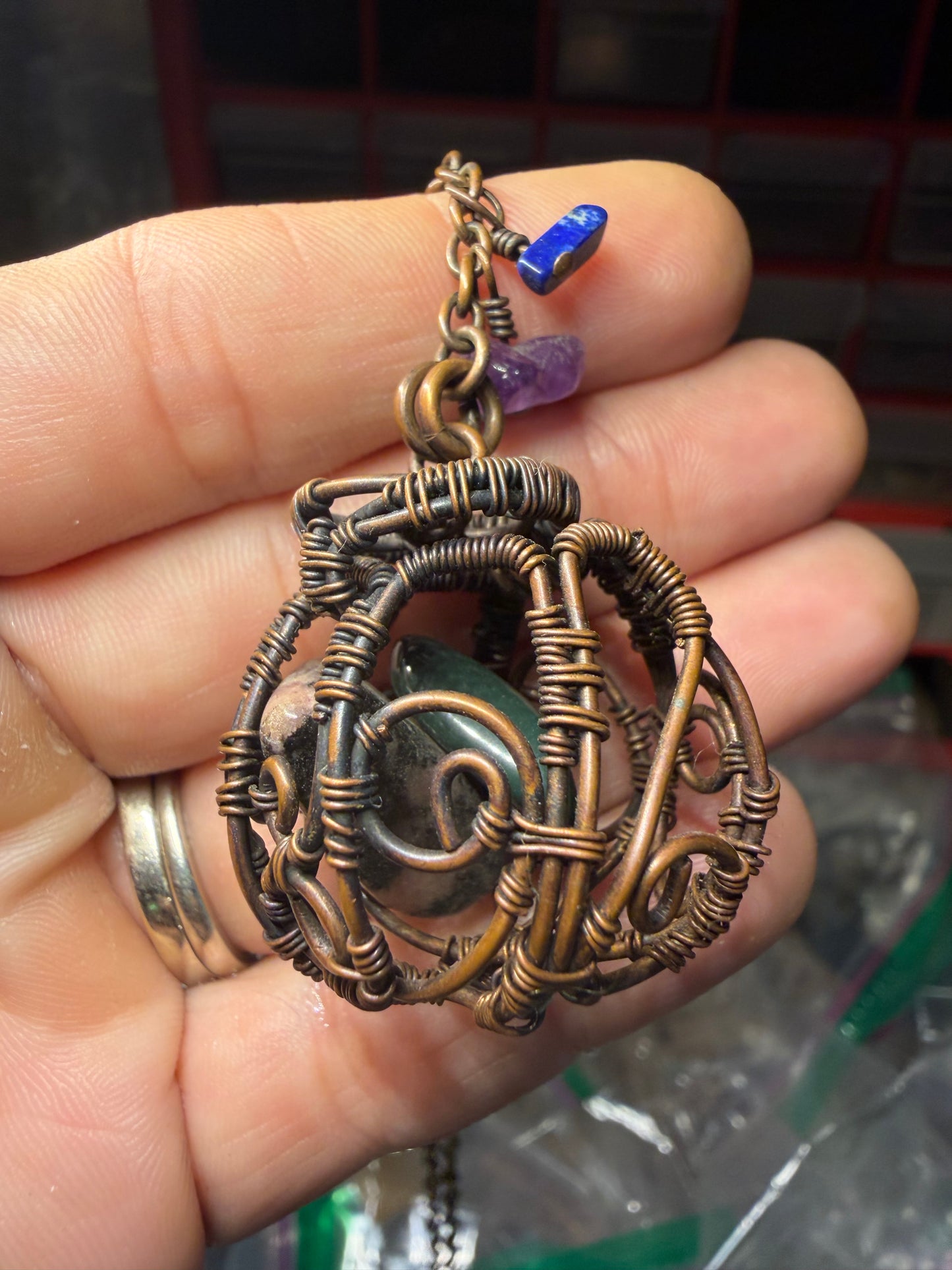 Gypsy style locket copper pendant