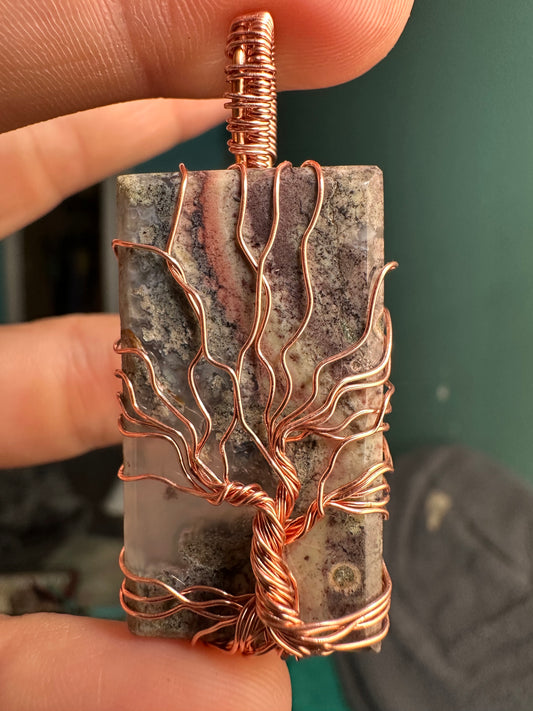 Indonesian moss agate copper pendant