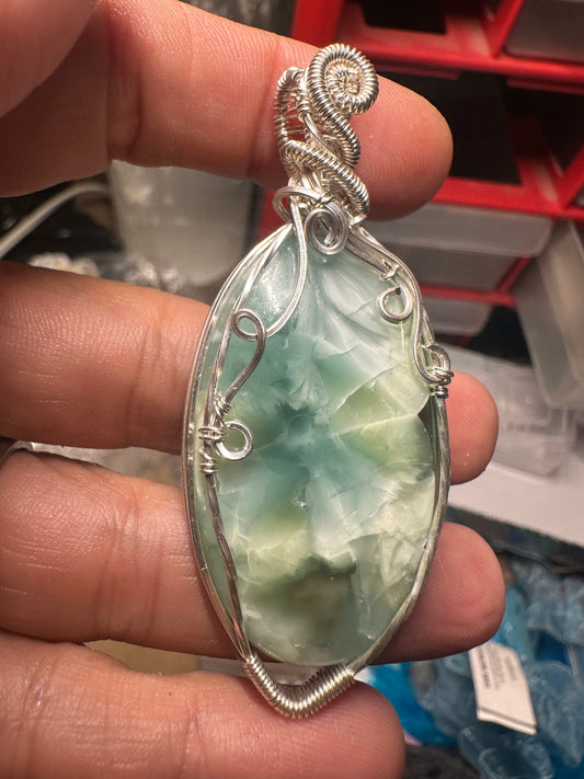 hemimorphite sterling pendant