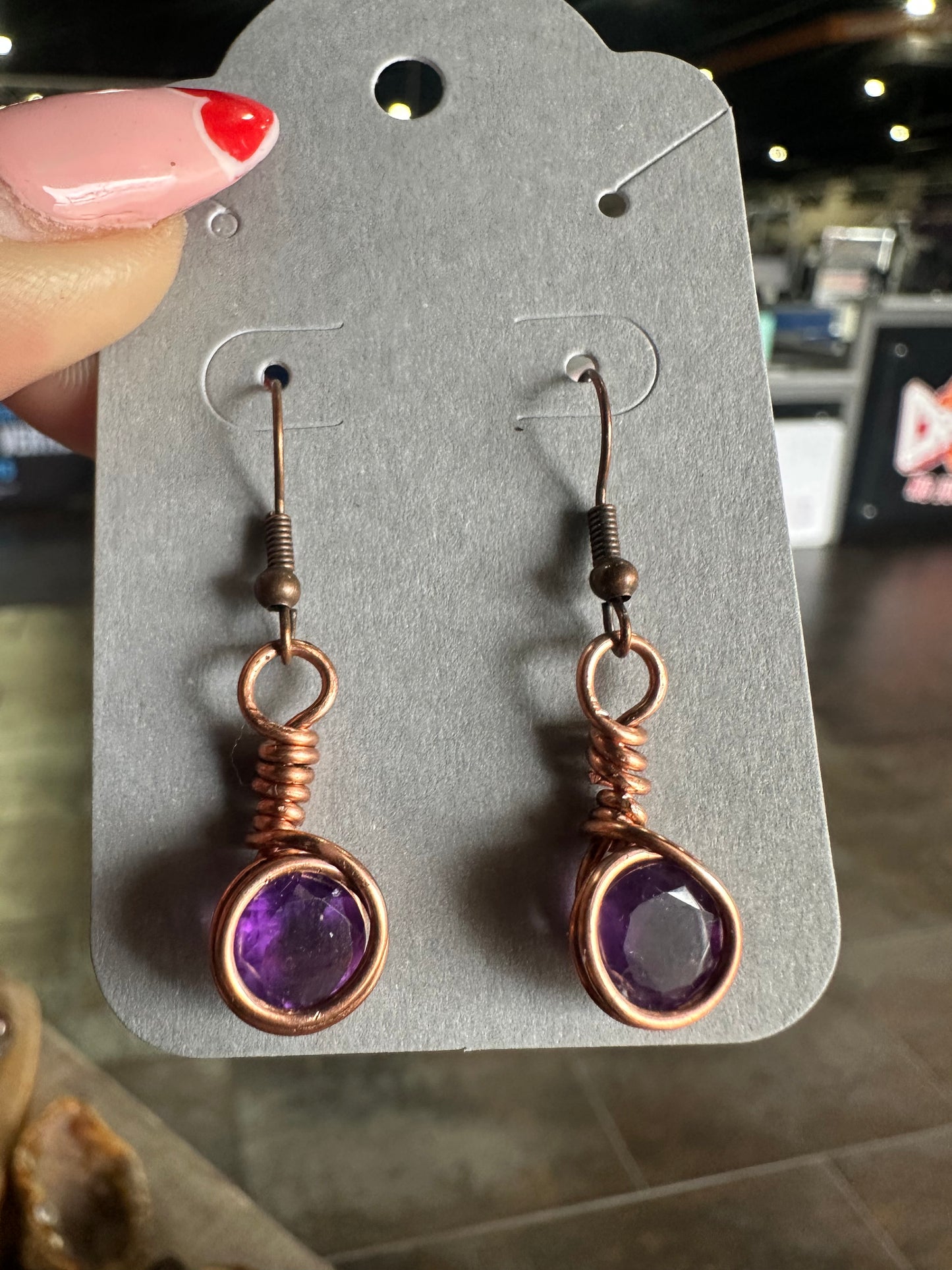 Amethyst copper earrings