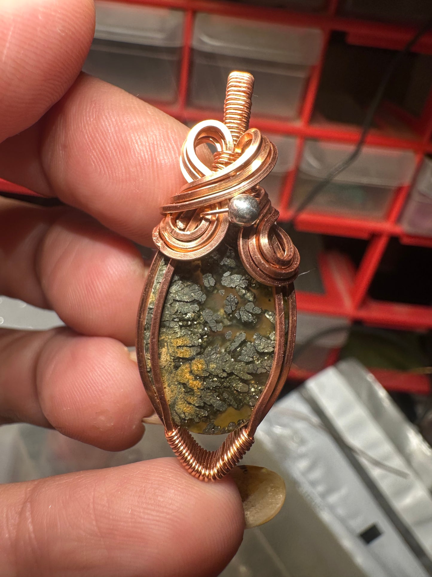 marcasite copper pendant