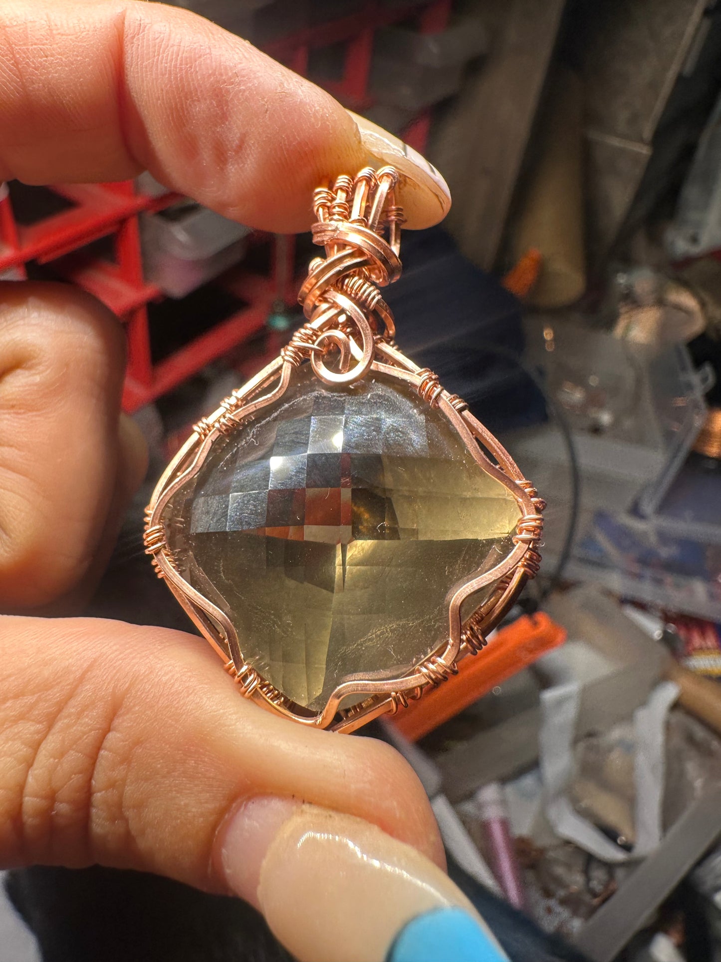 Smokey Quartz copper pendant