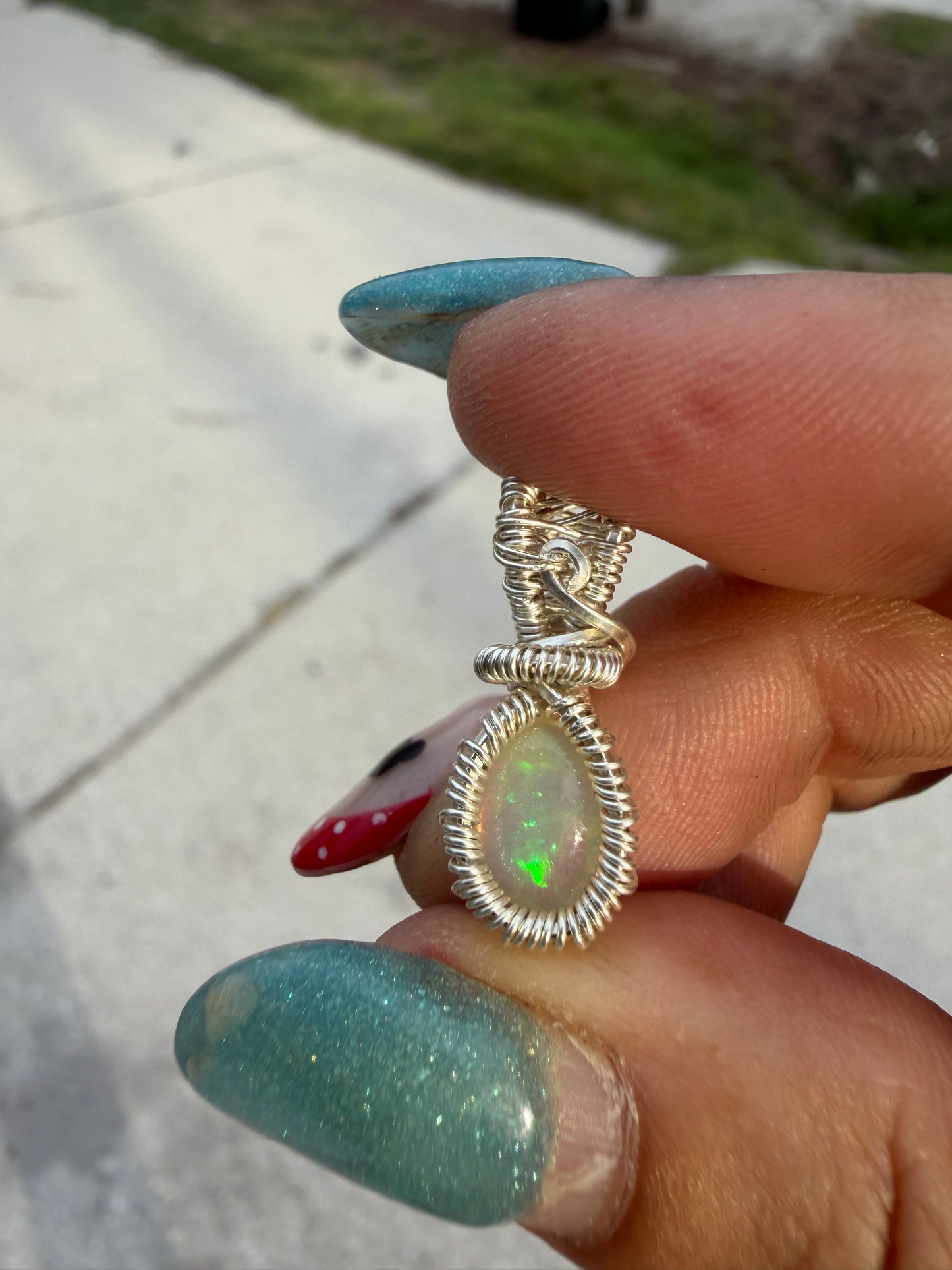 Mini opal sterling pendant