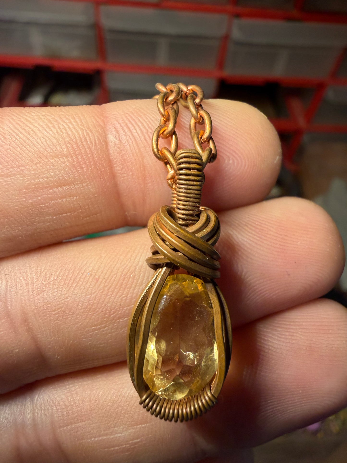 Yellow topaz copper pendant
