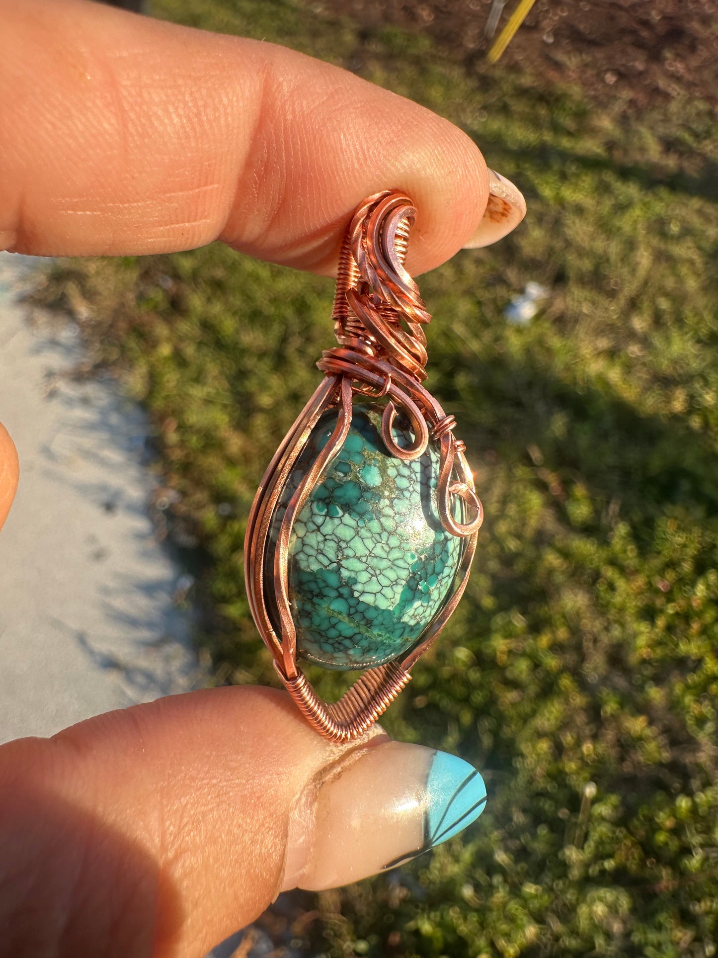 Turquoise copper pendant