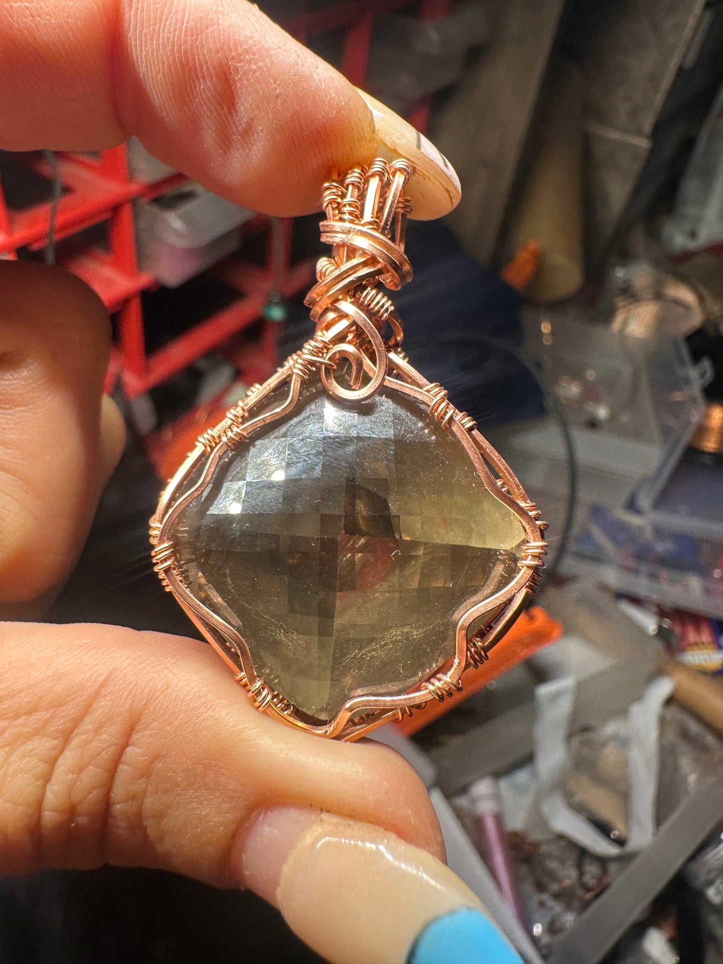 Smokey Quartz copper pendant