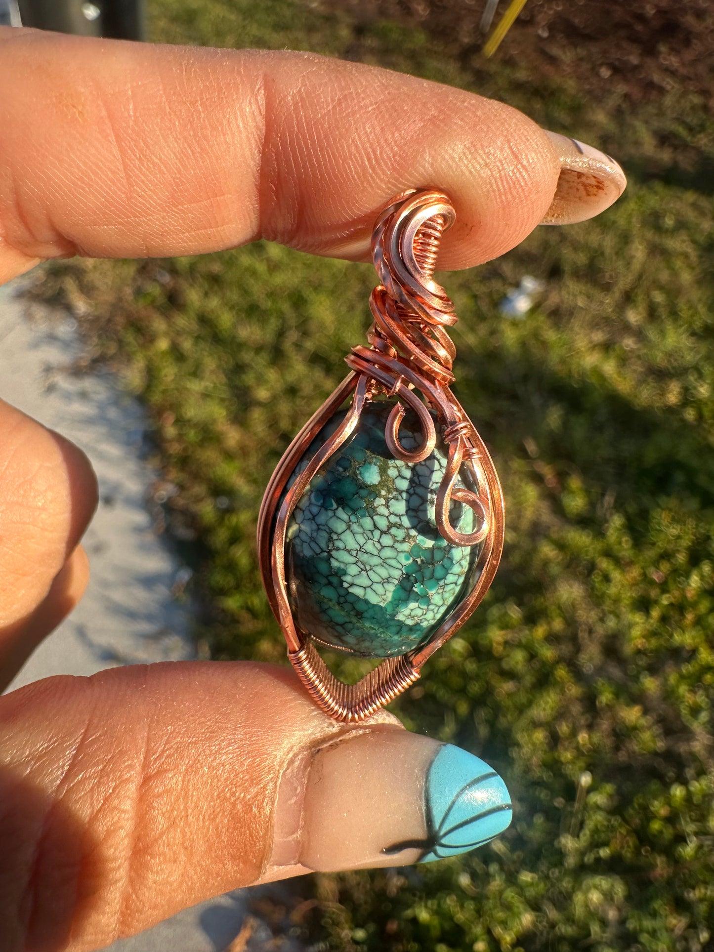 Turquoise copper pendant