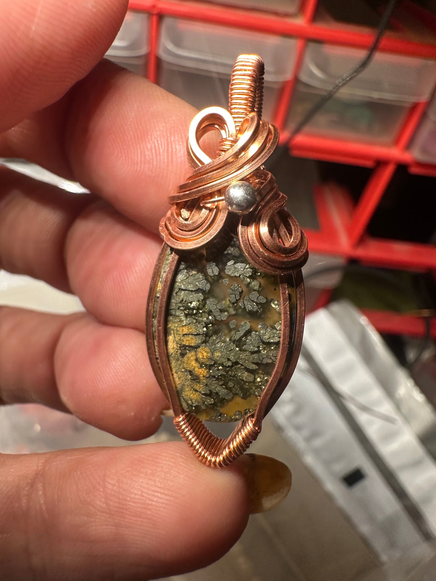 marcasite copper pendant