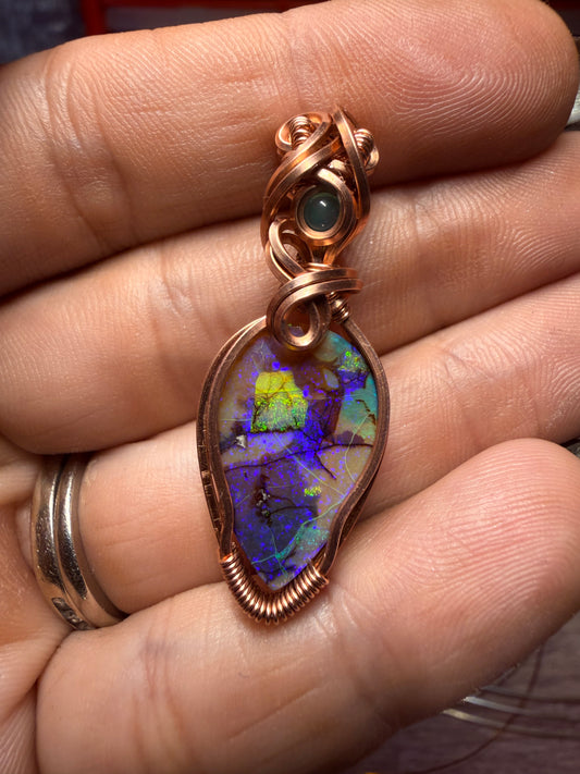 Monarch opal copper pendant
