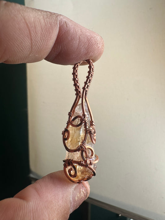 Citrine copper pendant