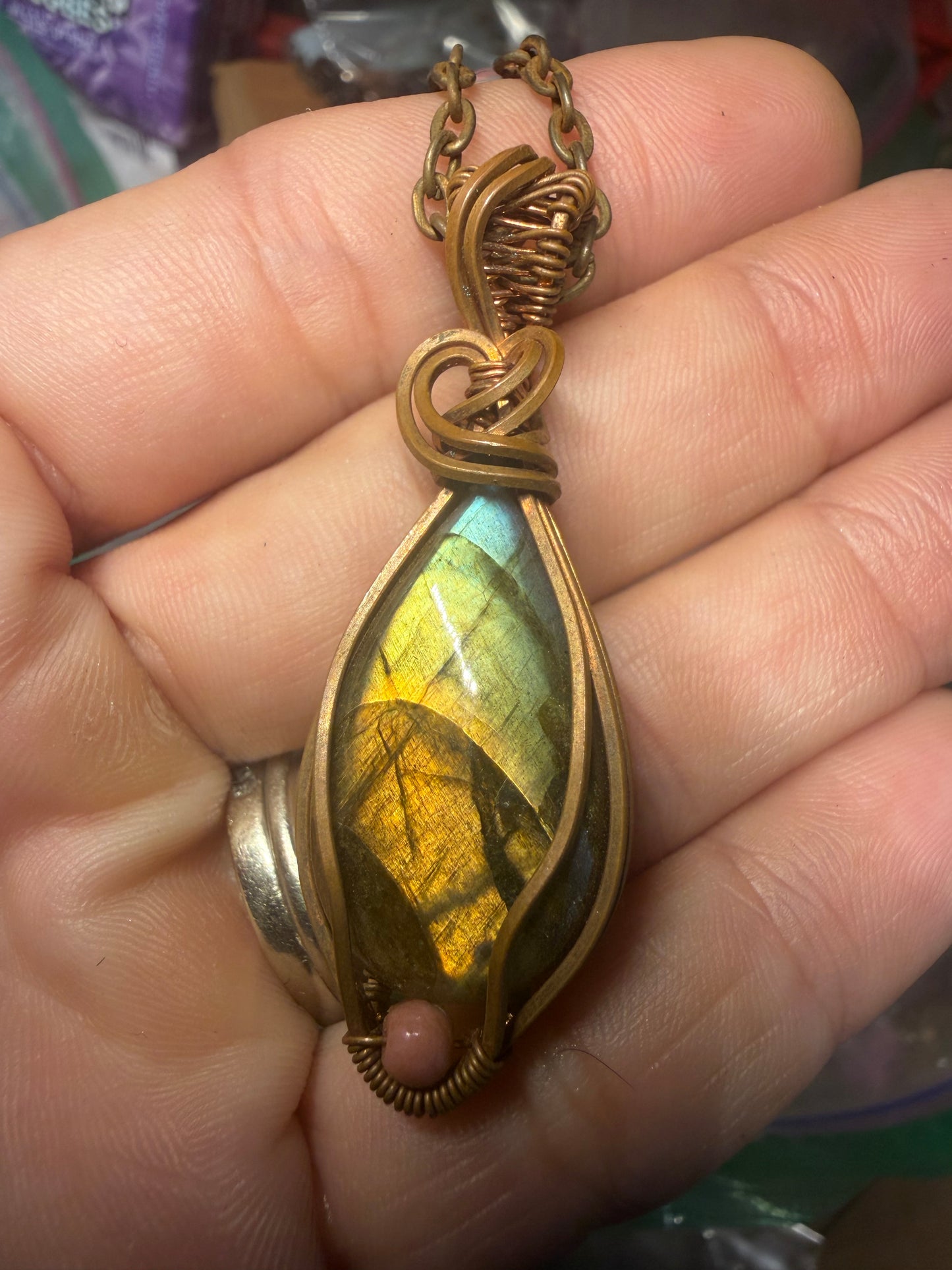 Labradorite copper pendant
