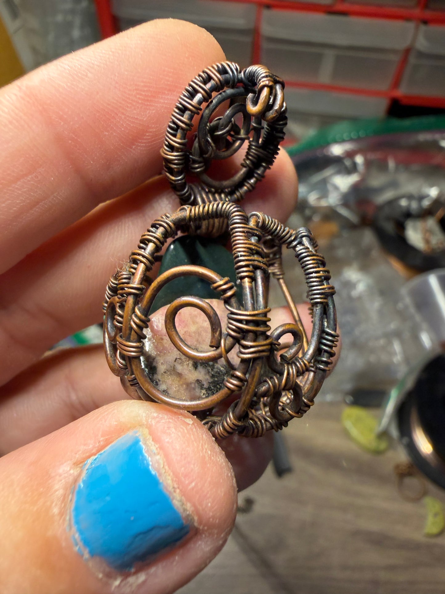 Gypsy style locket copper pendant