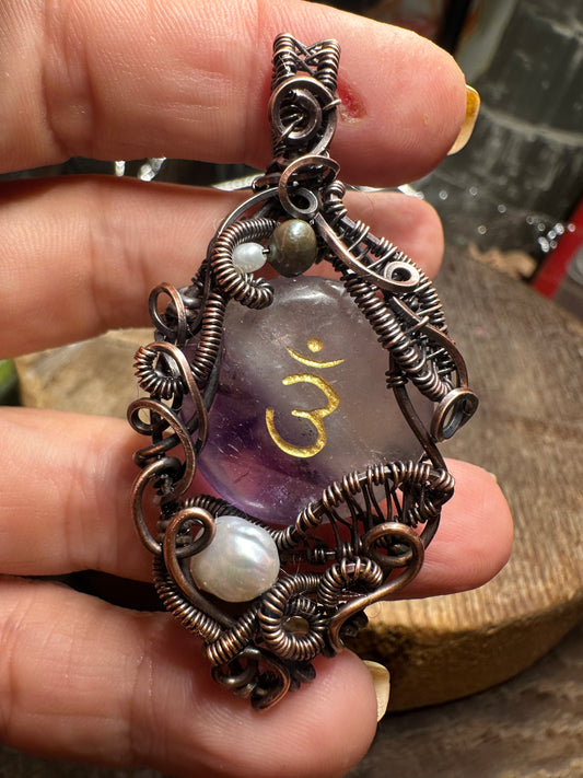 Amethyst copper pendant