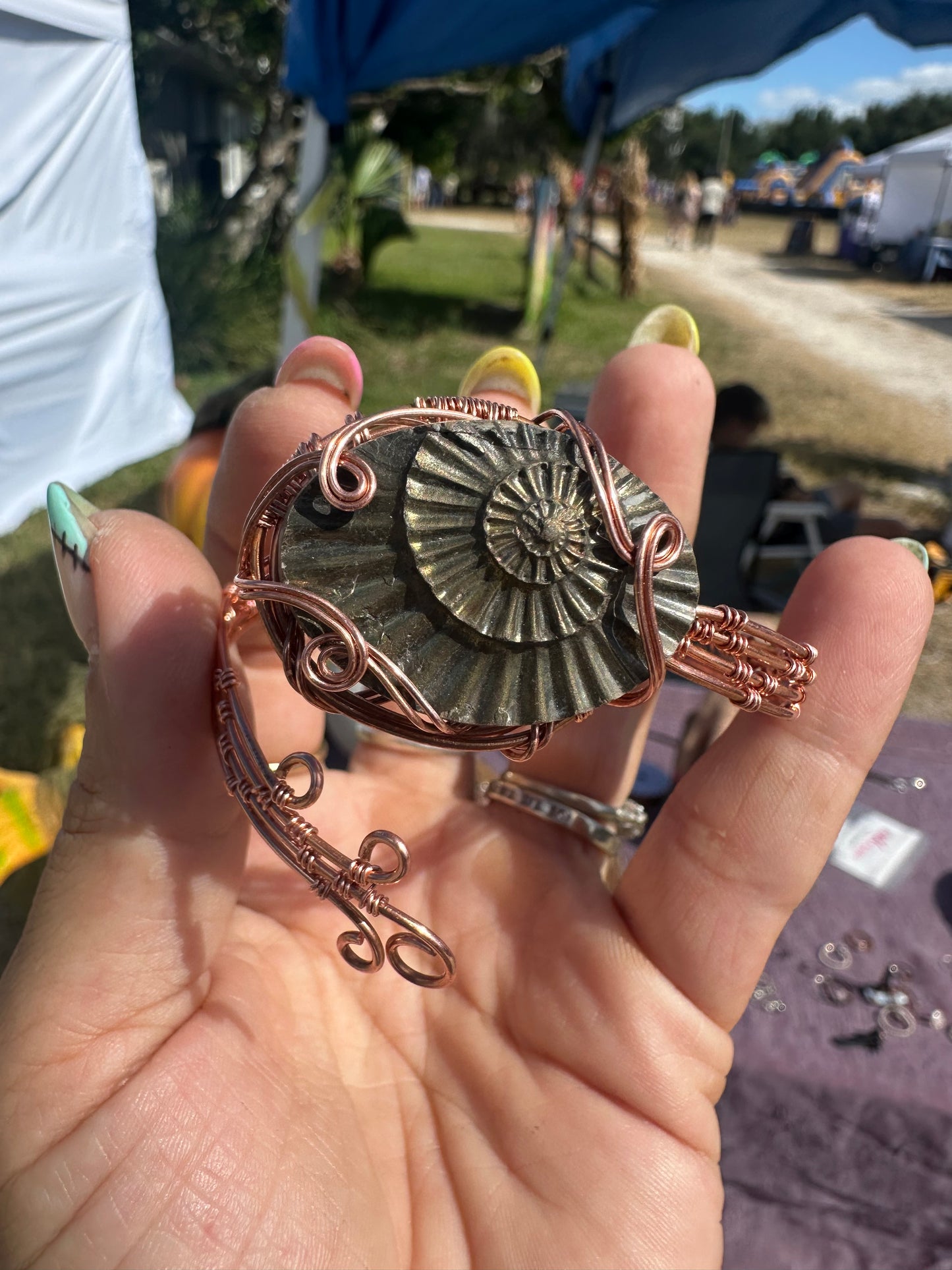 Ammonite open cuff bracelet