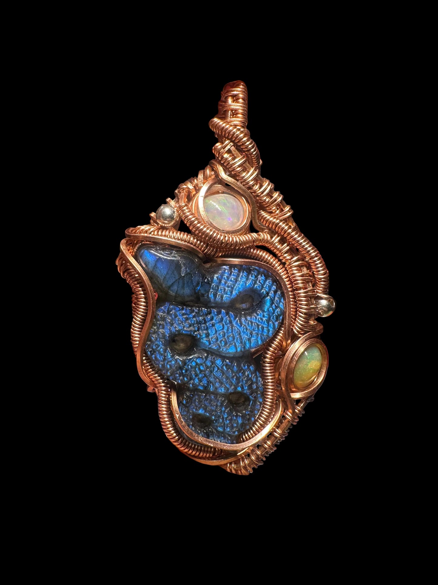 Snake carving copper pendant