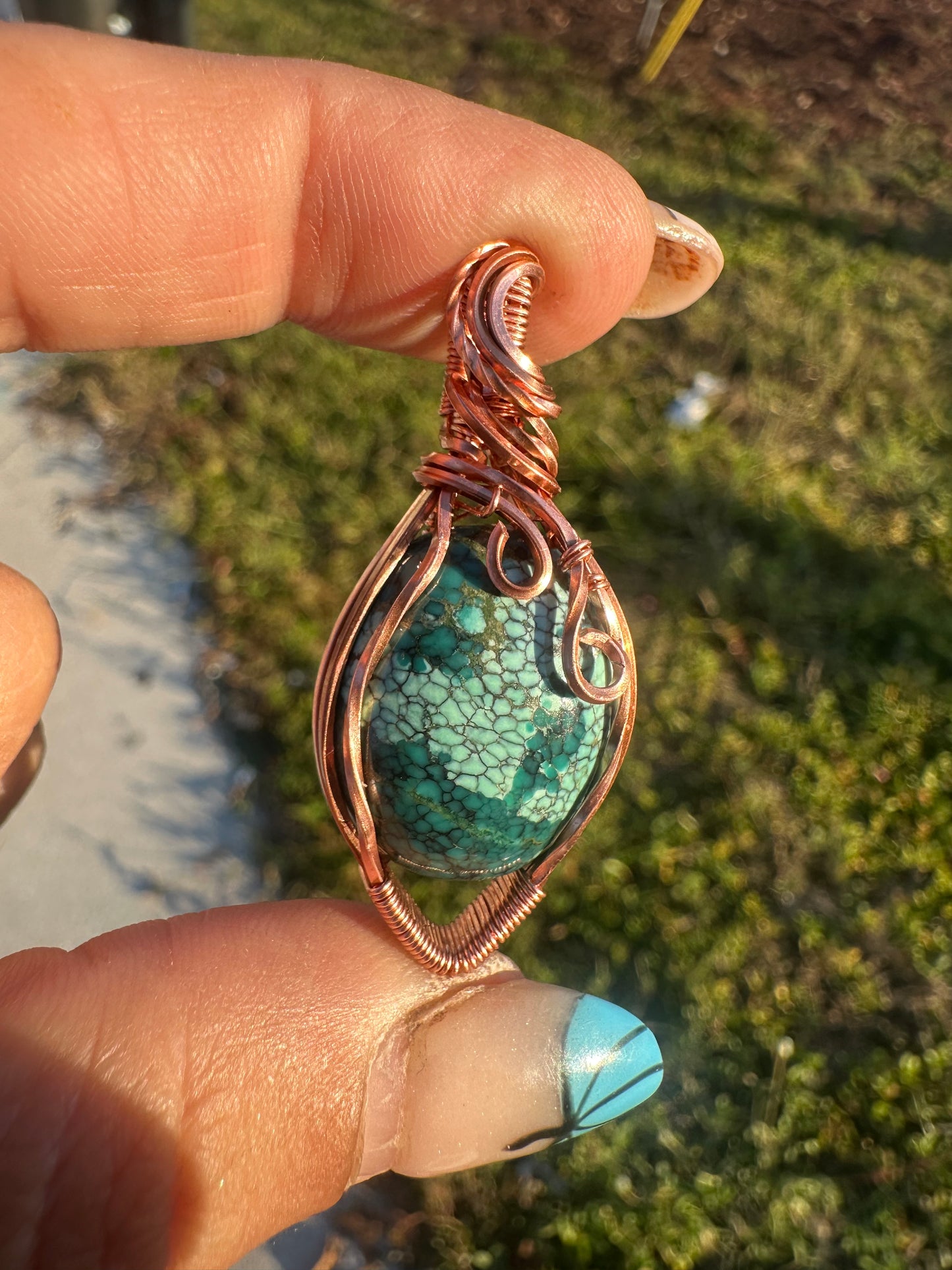 Turquoise copper pendant