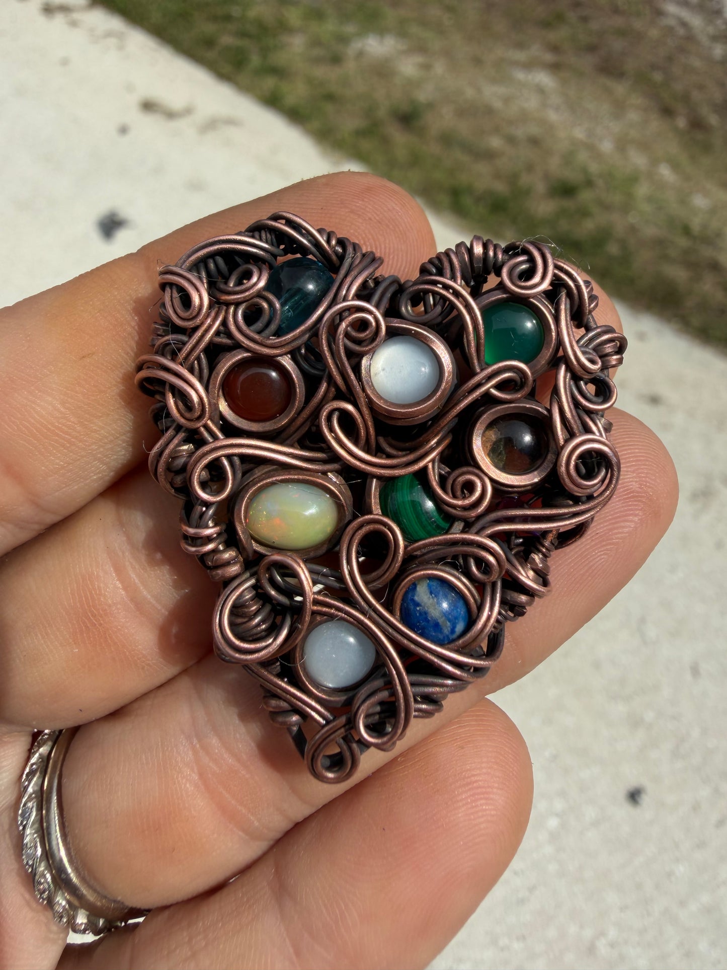 Chaos heart copper pendant