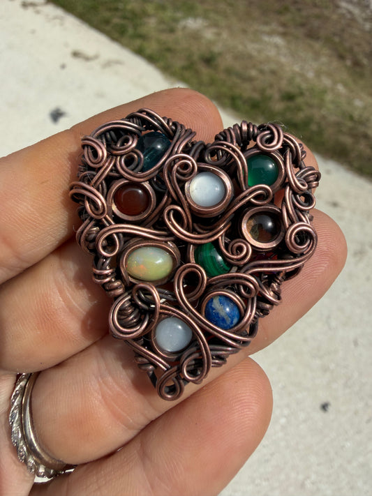Chaos heart copper pendant