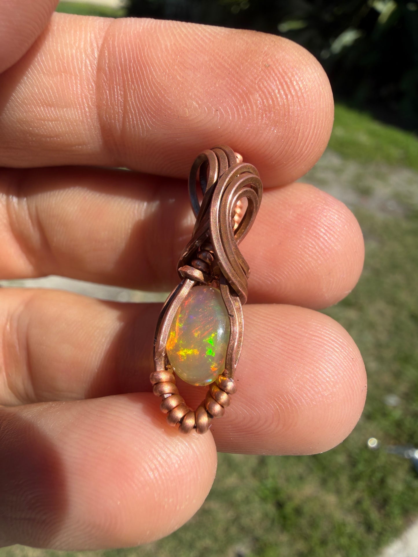 Mini opal copper pendant