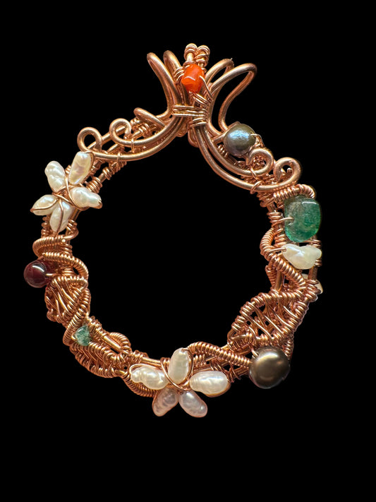 Christmas wreath copper pendant