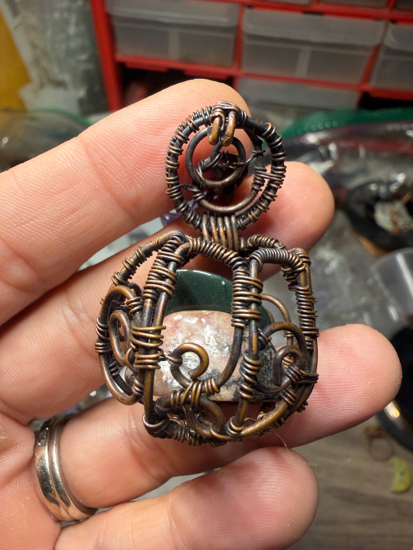 Gypsy style locket copper pendant