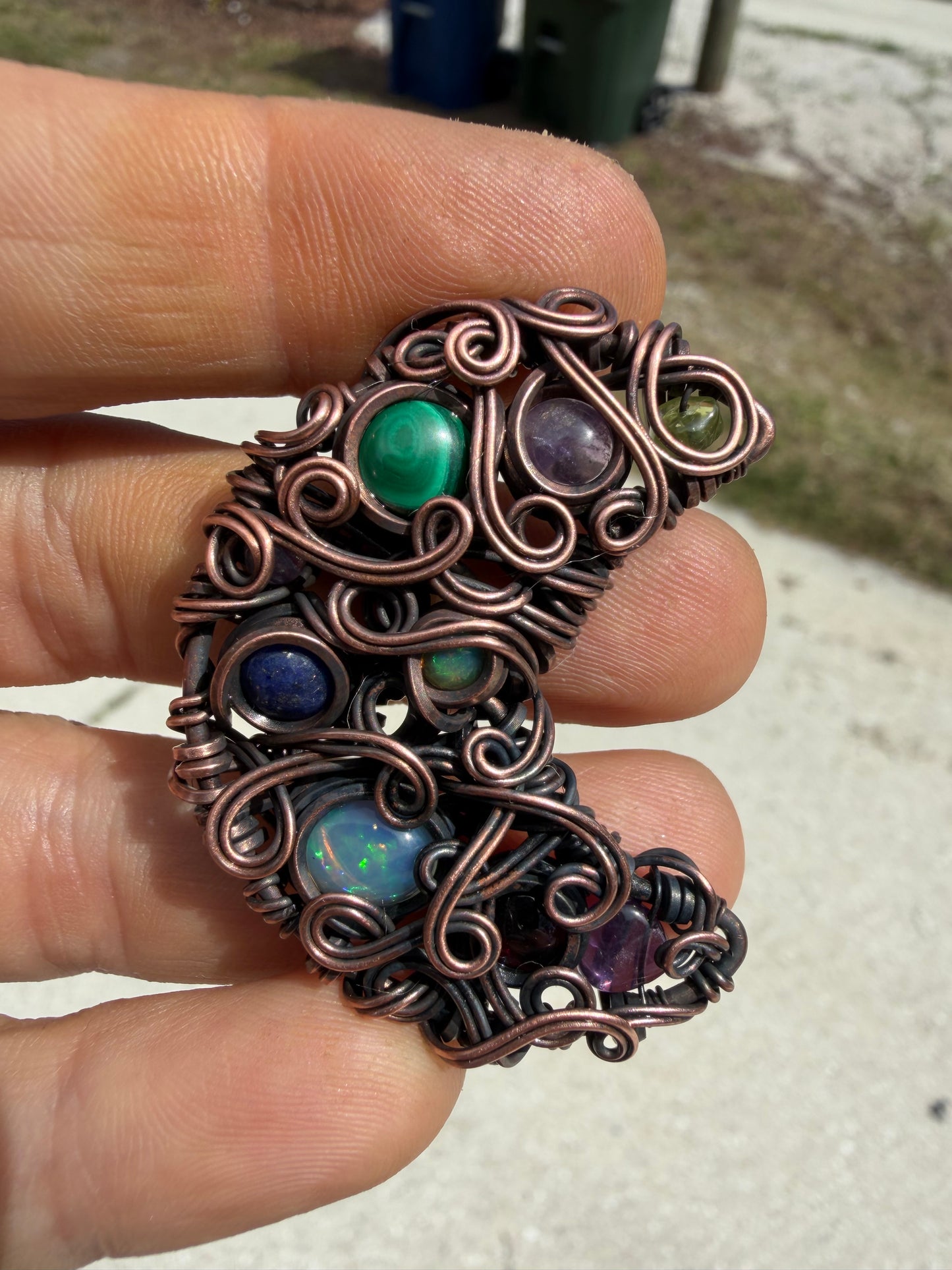 Chaos moon copper pendant