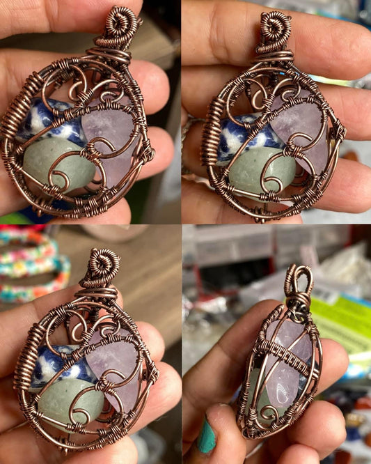 Custom copper round crystal locket (made per order)