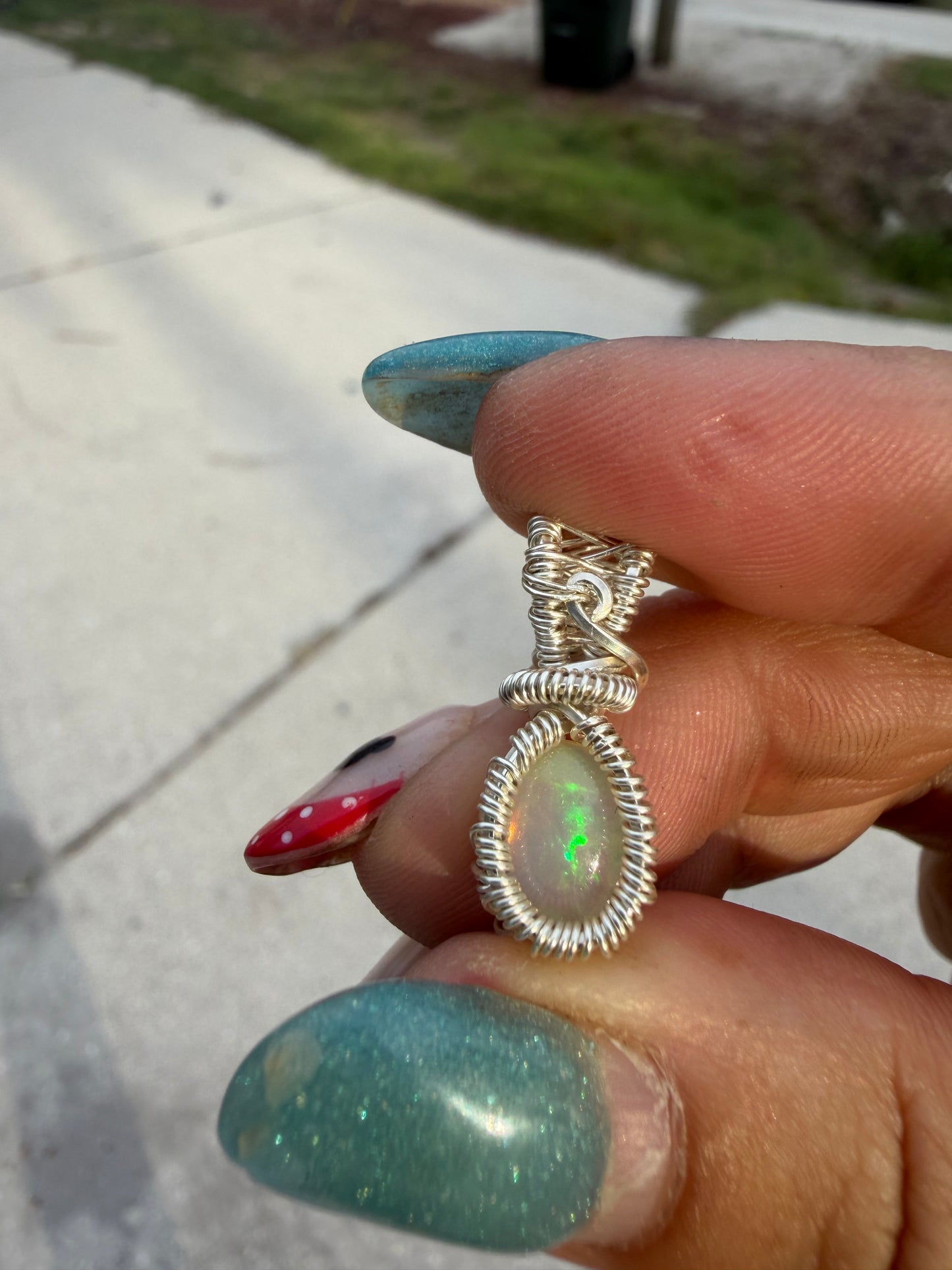 Mini opal sterling pendant