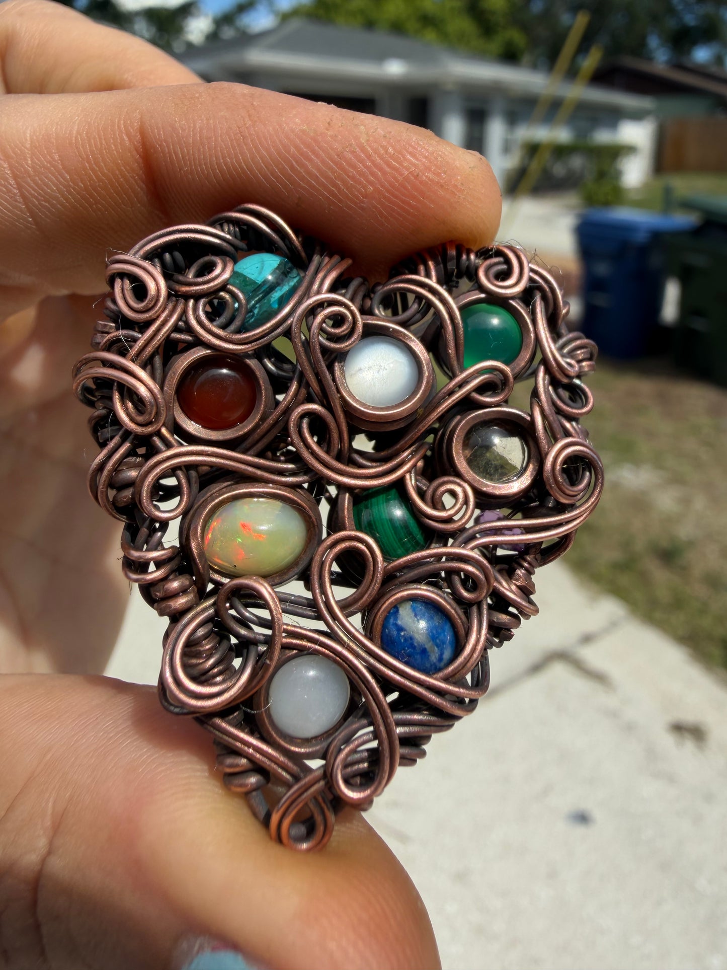 Chaos heart copper pendant