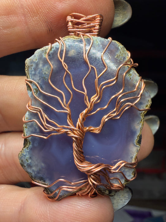 Lavender chalcedony copper pendant
