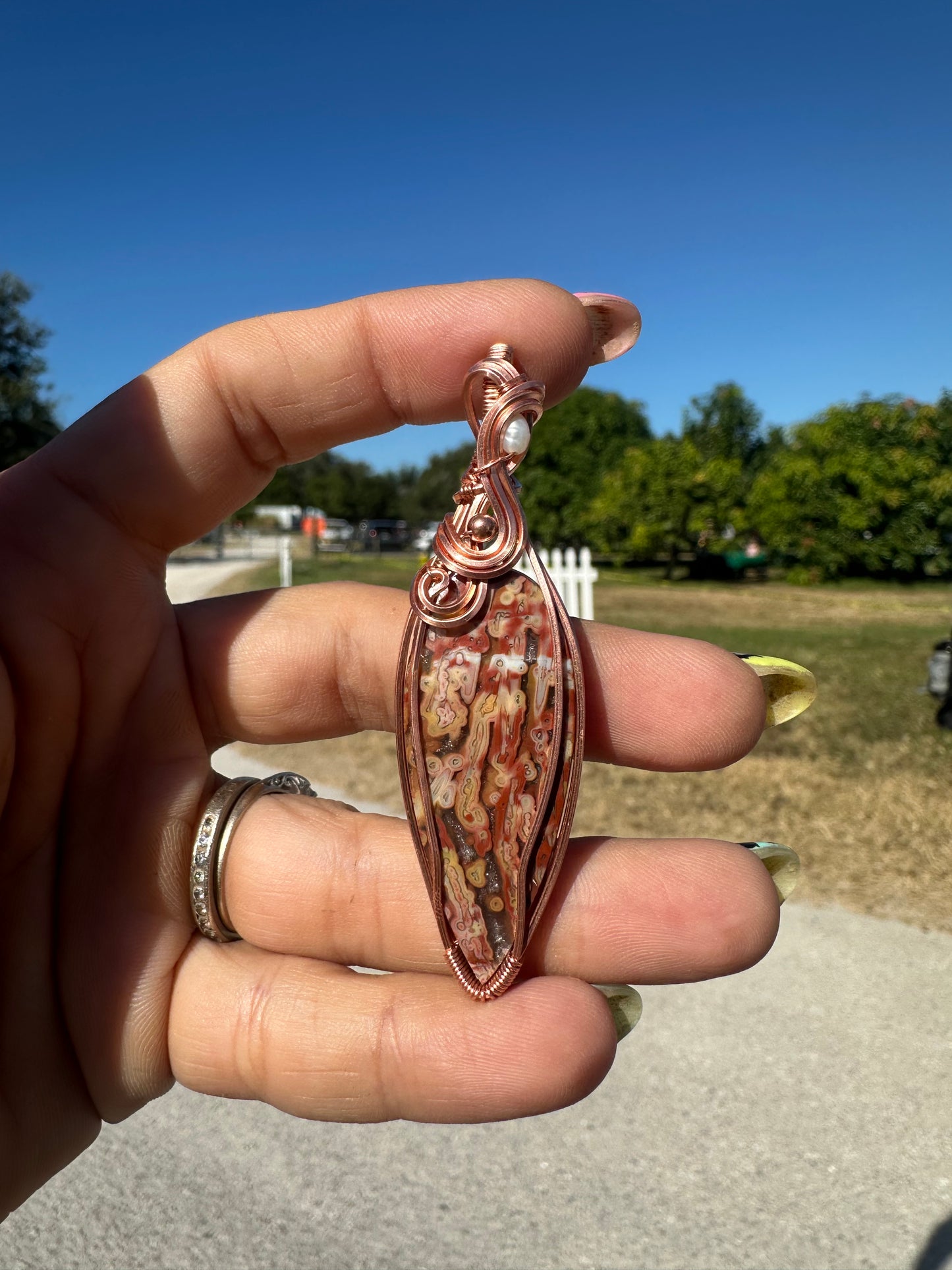 Drusy agate copper pendant