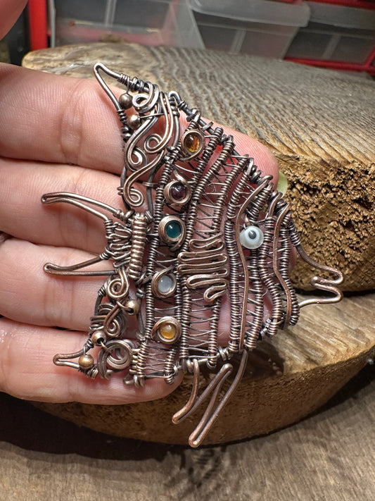 Angel fish copper pendant