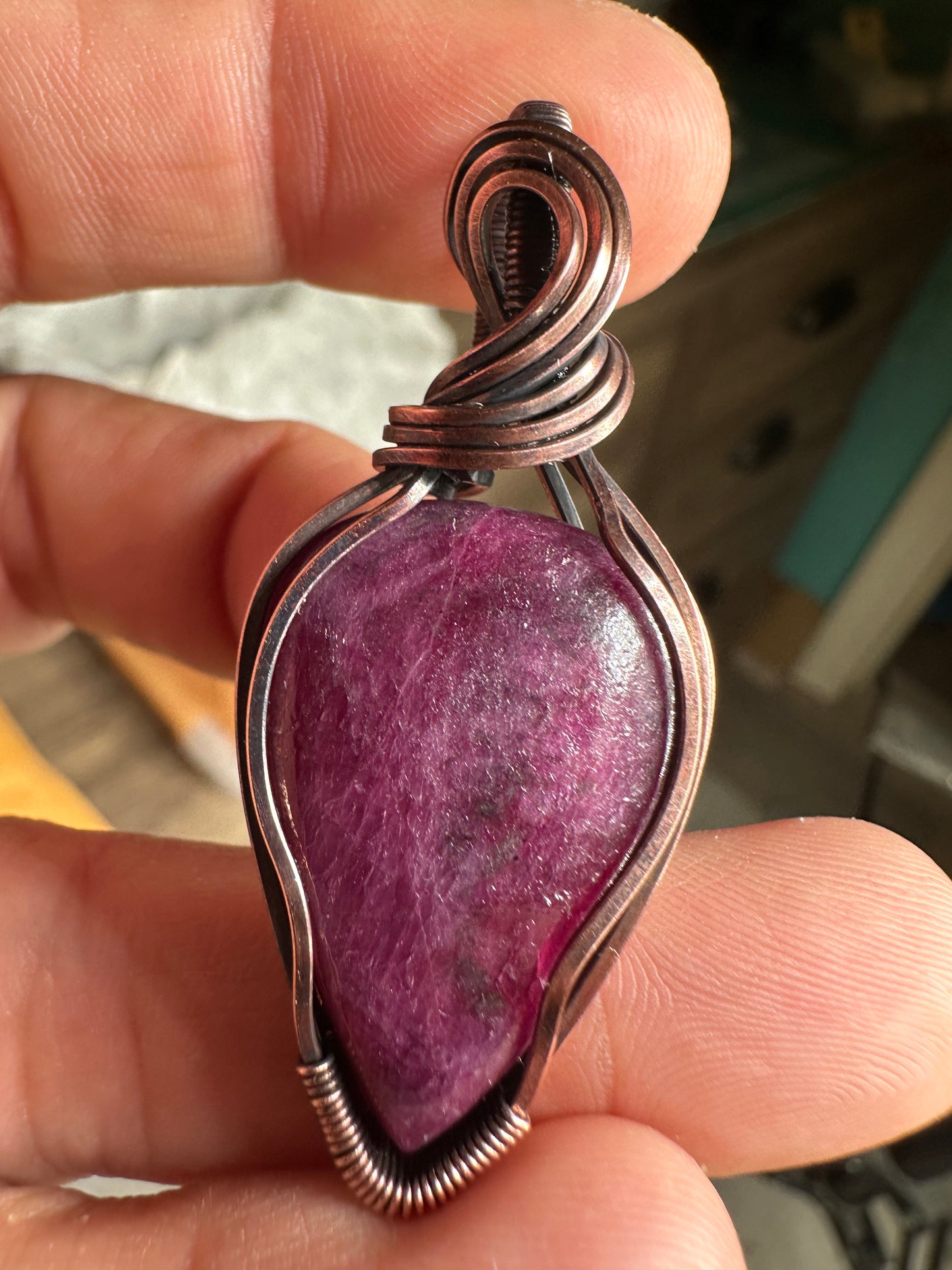 Ruby copper pendant