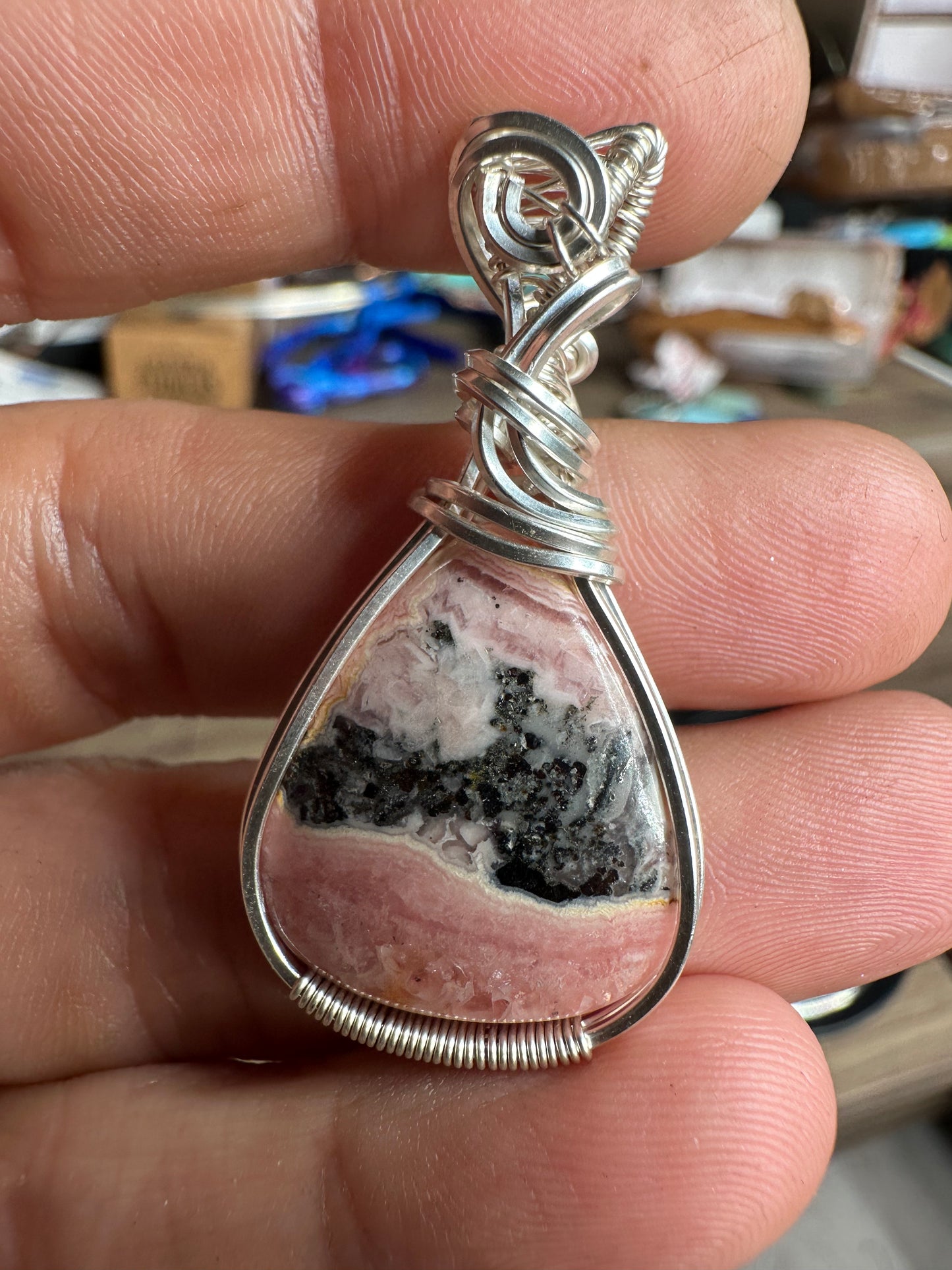 Rhodochrosite Sterling pendant