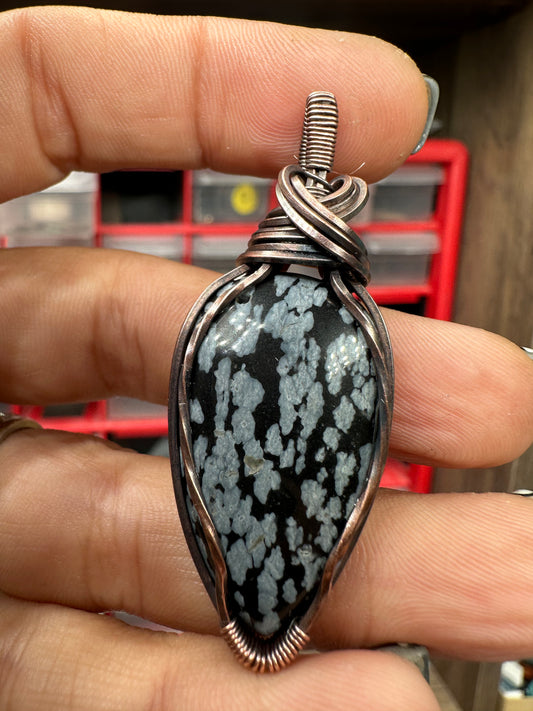 Snowflake obsidian pendant