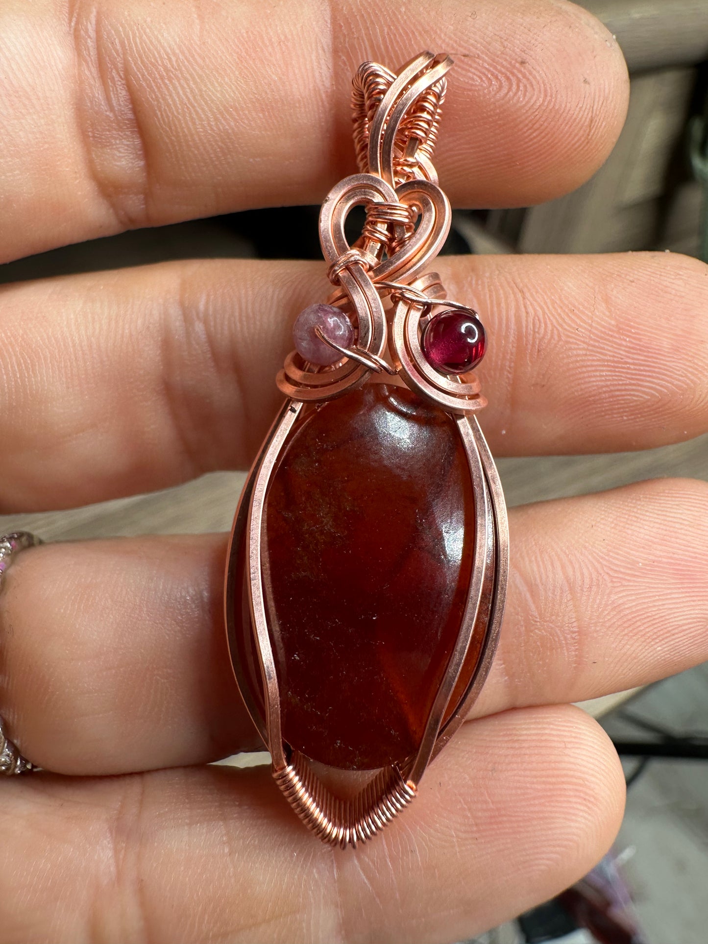 Garnet copper pendant