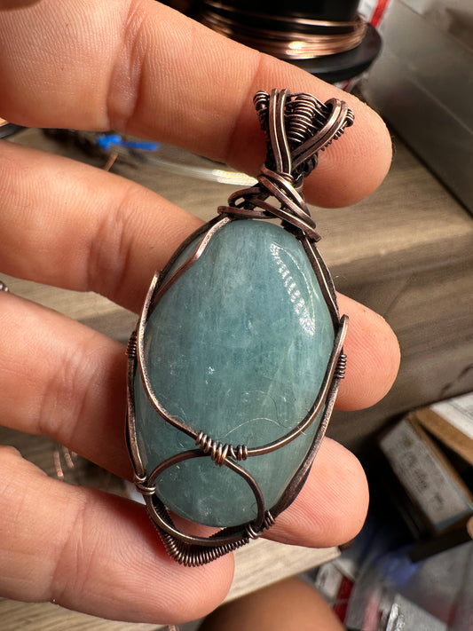 Aquamarine Taurus Copper pendant