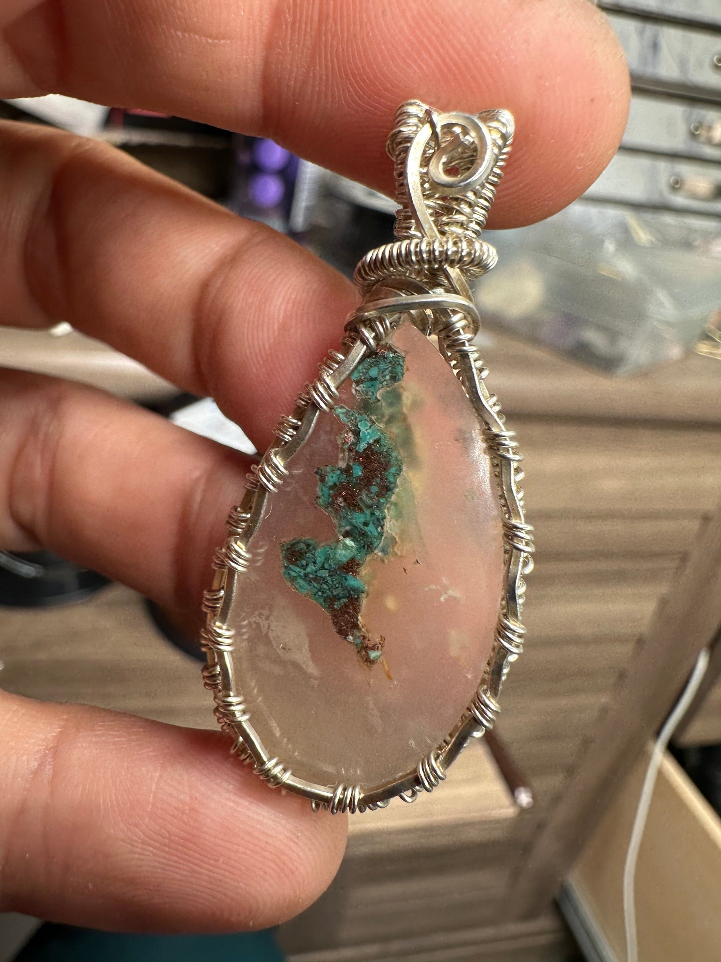 Chrysocolla sterling pendant