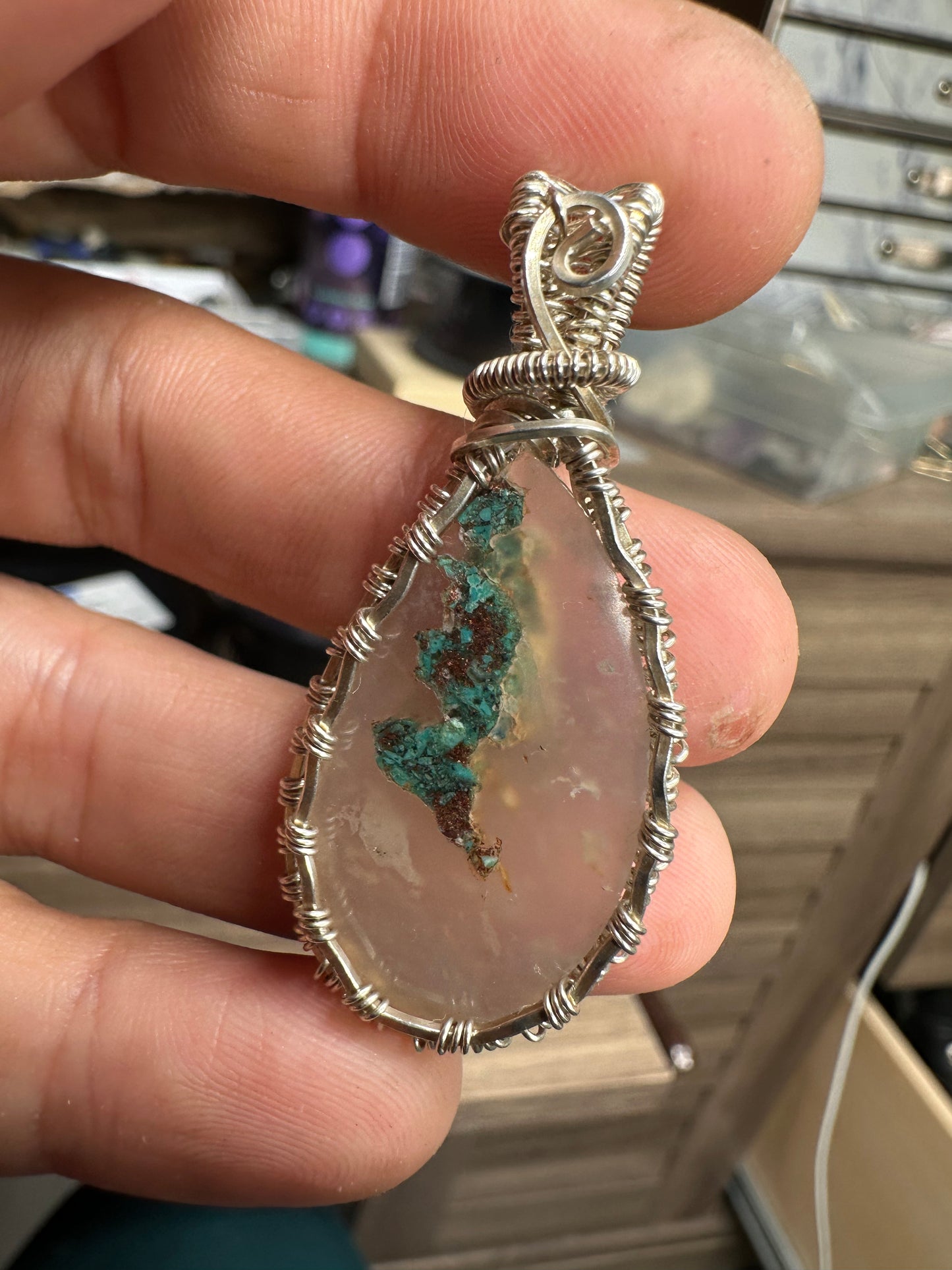 Chrysocolla sterling pendant