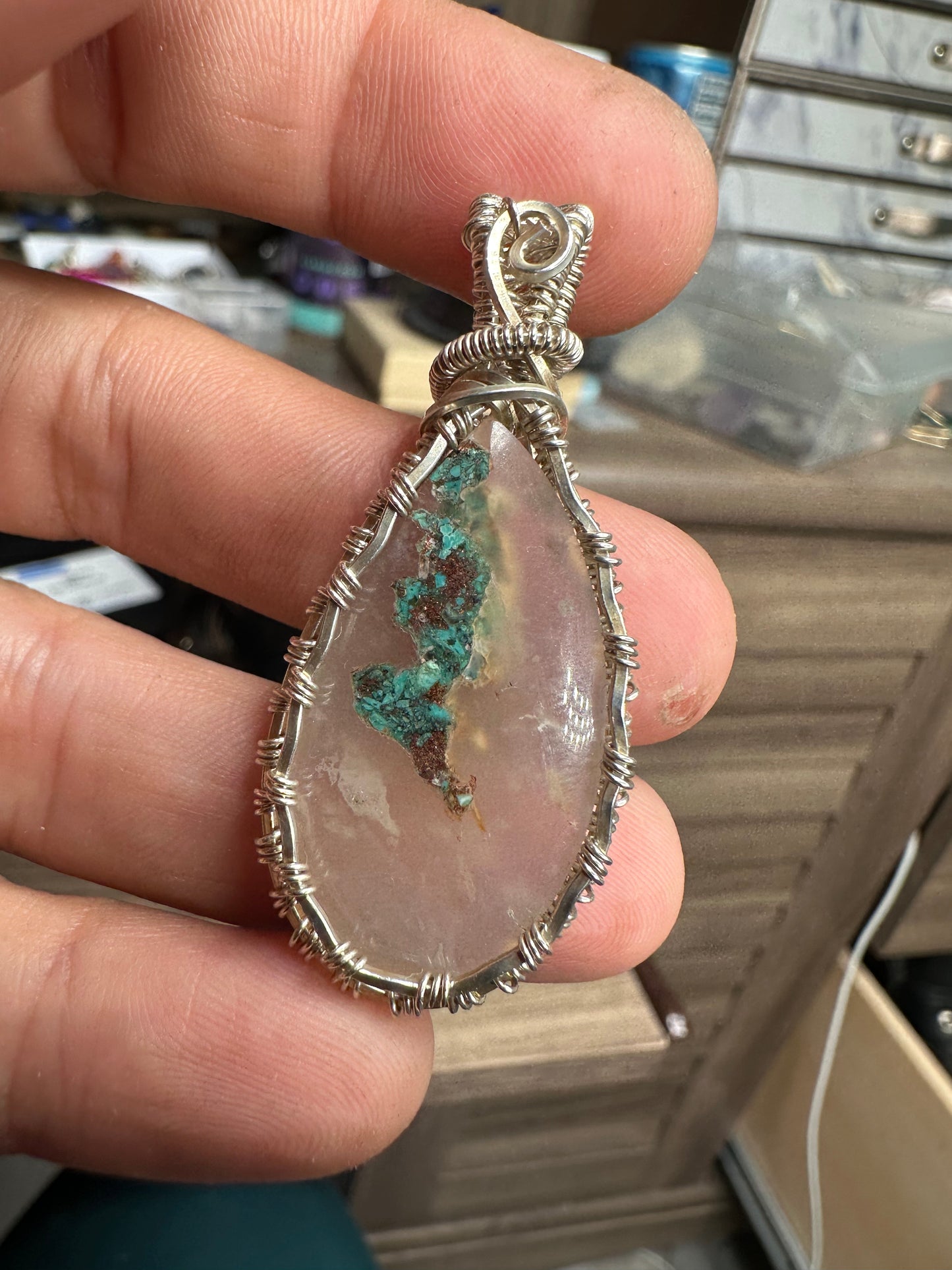 Chrysocolla sterling pendant