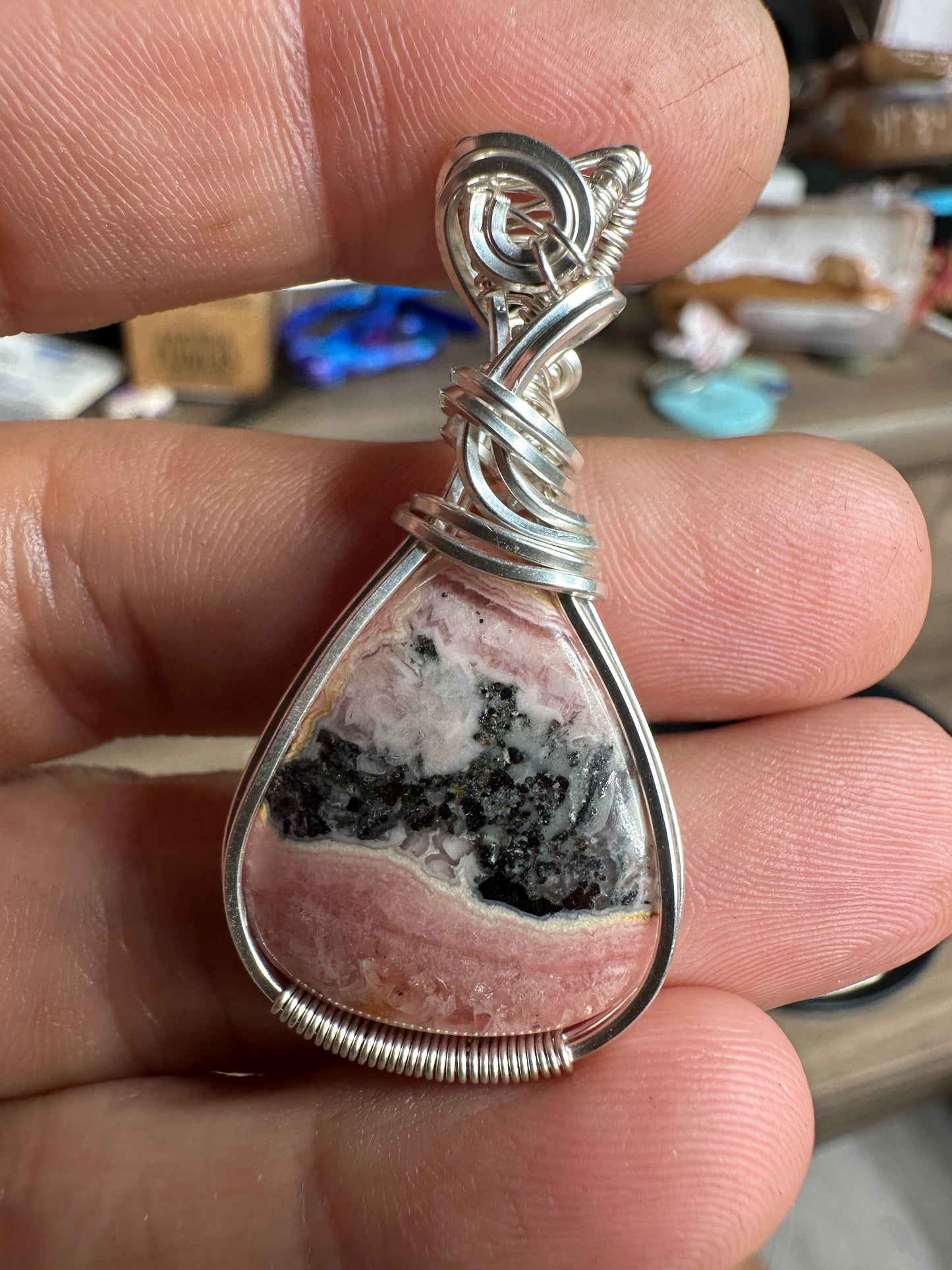 Rhodochrosite Sterling pendant